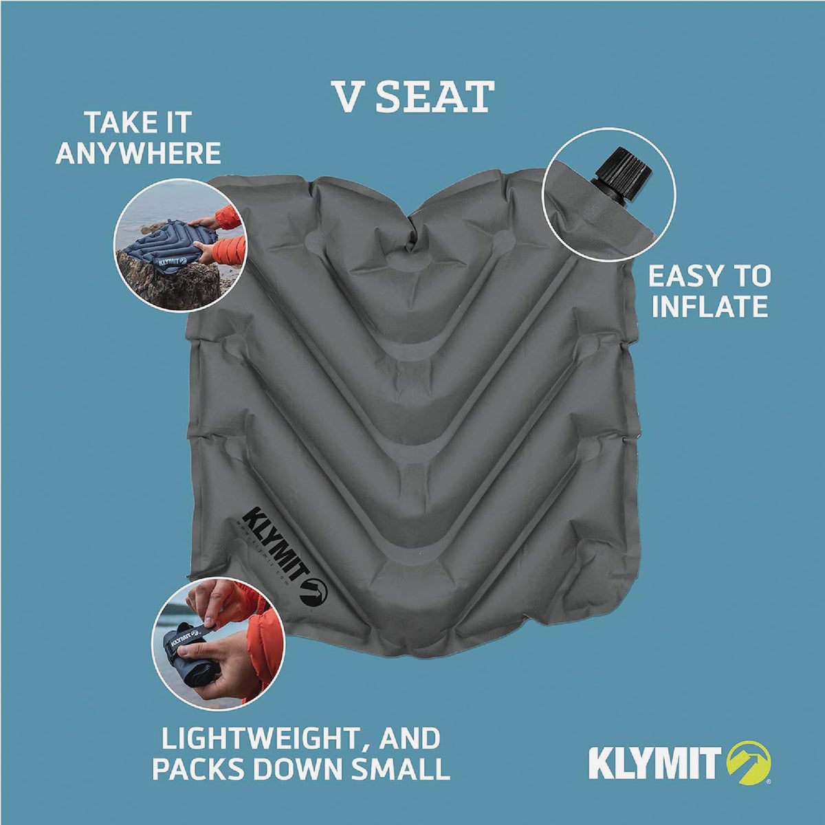 Klymit V Seat Gray Inflatable Cushion Image 6