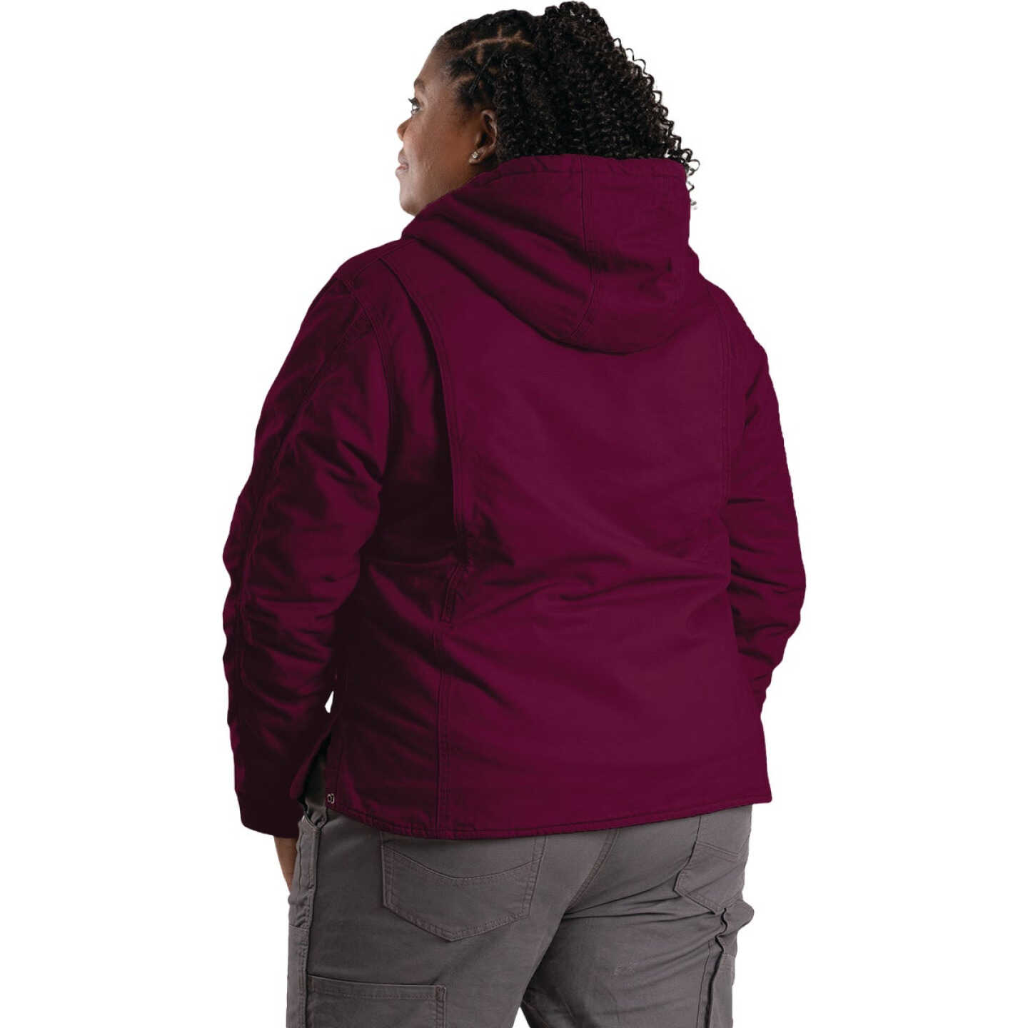 Berne Women's Large Plum Sherpa-Lined Softstone Duck Hooded Jacket Image 6