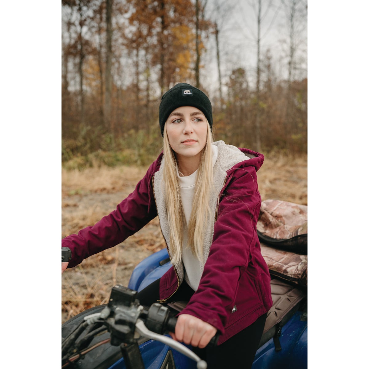 Berne Women's Large Plum Sherpa-Lined Softstone Duck Hooded Jacket Image 3