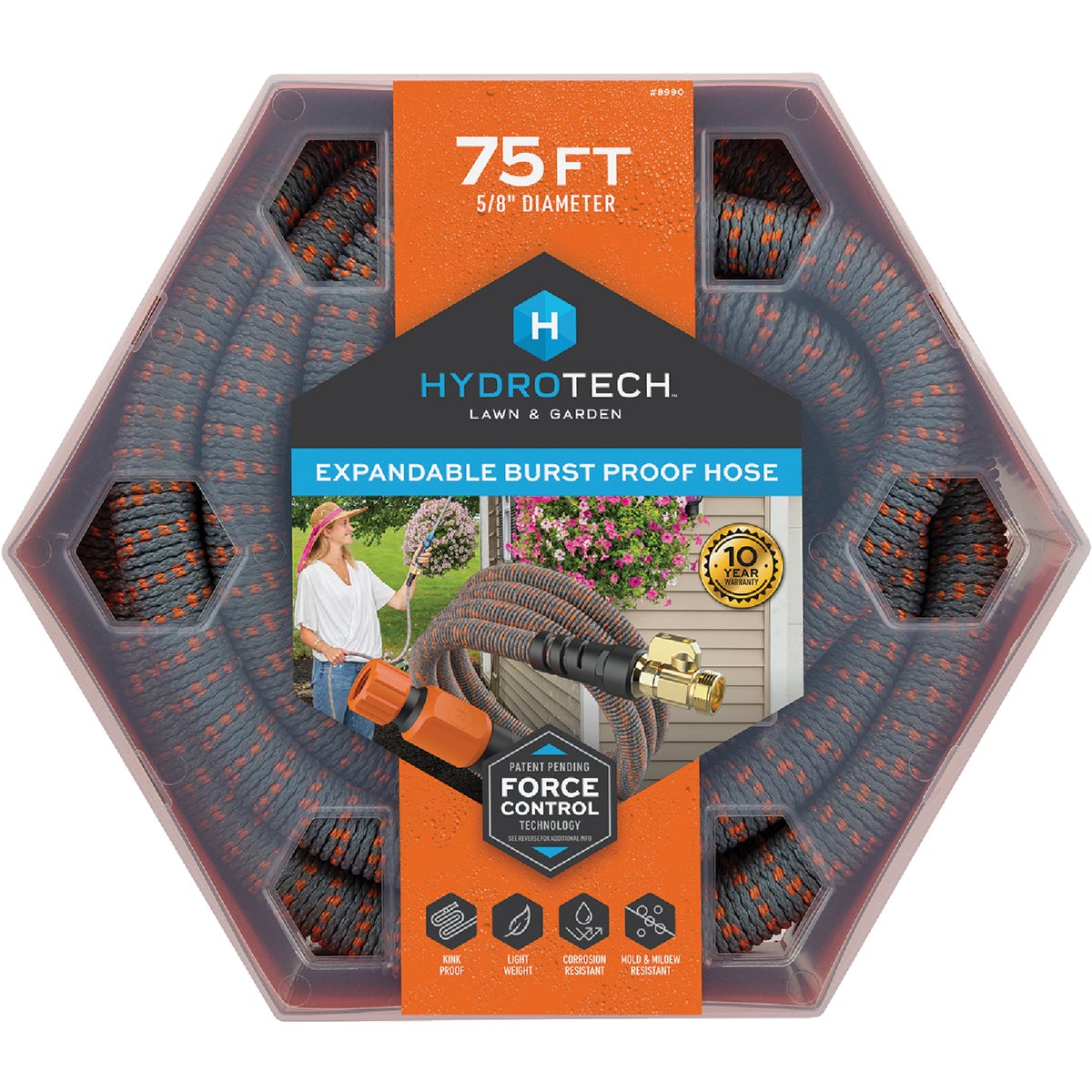 Hydrotech 5/8 In. x 75 Ft. Expandable Burst Proof Hose - Orange Image 8