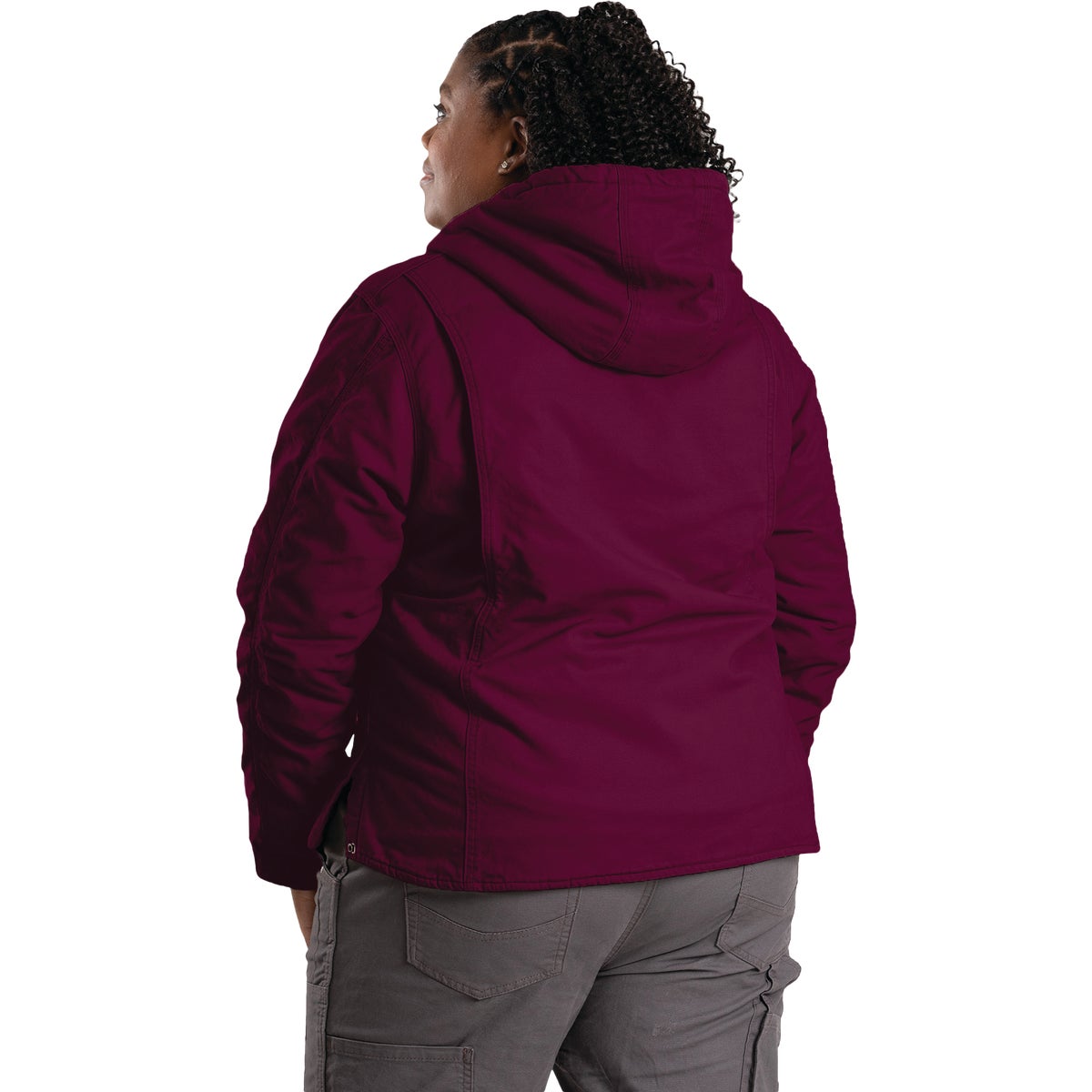 Berne Women's XL Plum Sherpa-Lined Softstone Duck Hooded Jacket Image 6