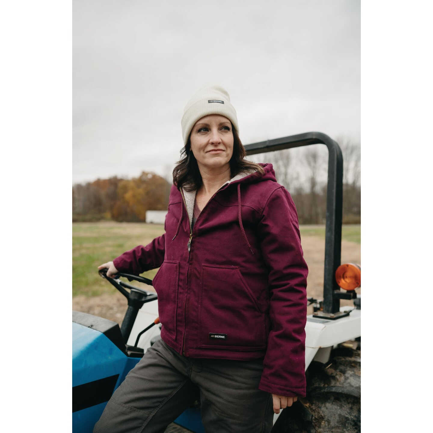 Berne Women's XL Plum Sherpa-Lined Softstone Duck Hooded Jacket Image 4