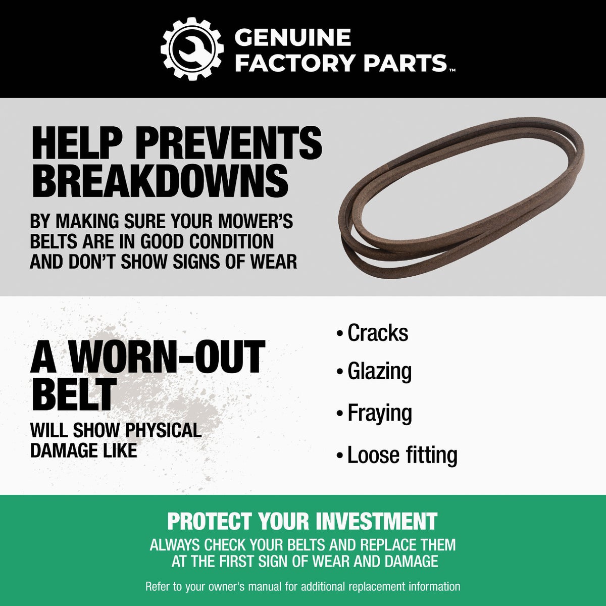 Genuine Factory Parts 30, 36, 38, 42 & 46 In. Deck Drive Belt for 6 & 7-Speed Lawn Tractors and Mini Riders Image 7