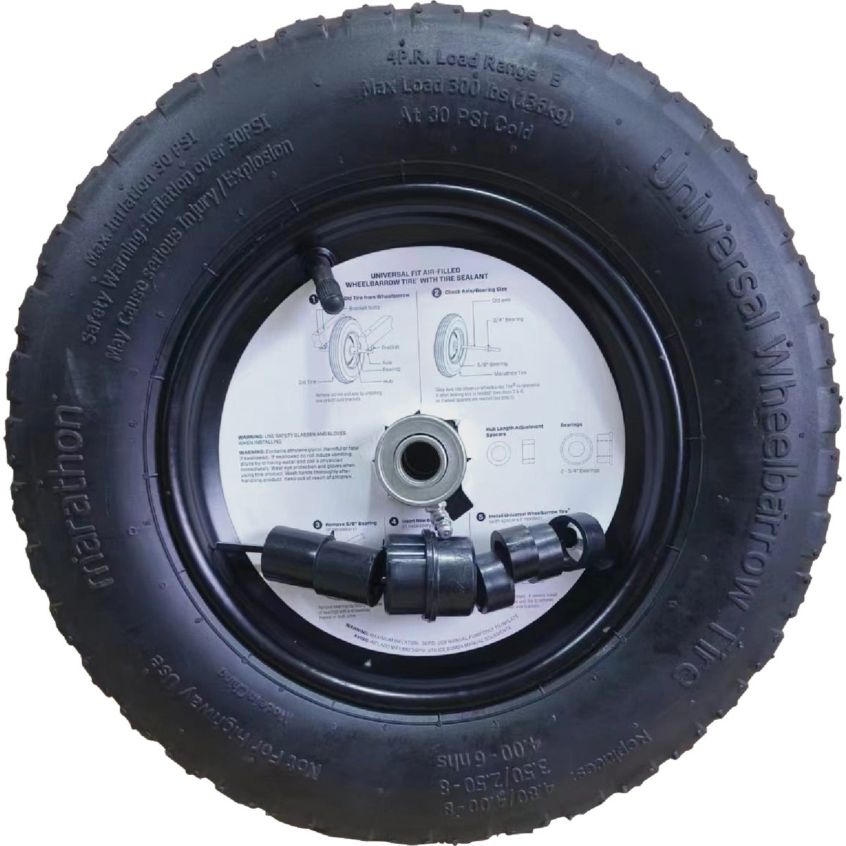 Marathon Universal Fit Wheelbarrow Tire with Flat Free Tire Sealant Image 2