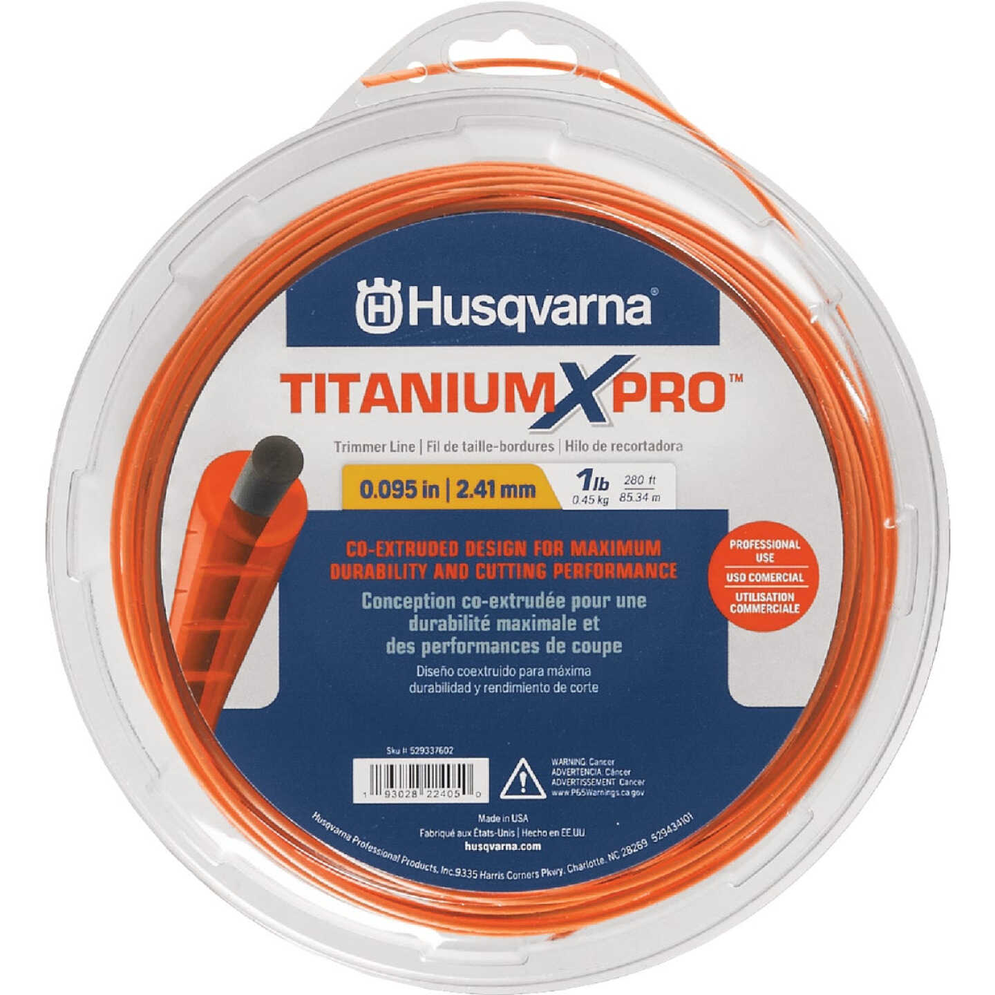 Husqvarna TitaniumX Pro Trimmer Line 0.095 In. Gauge Orange 200 Ft. 1 Lb. Donut Trimmer Line Image 1