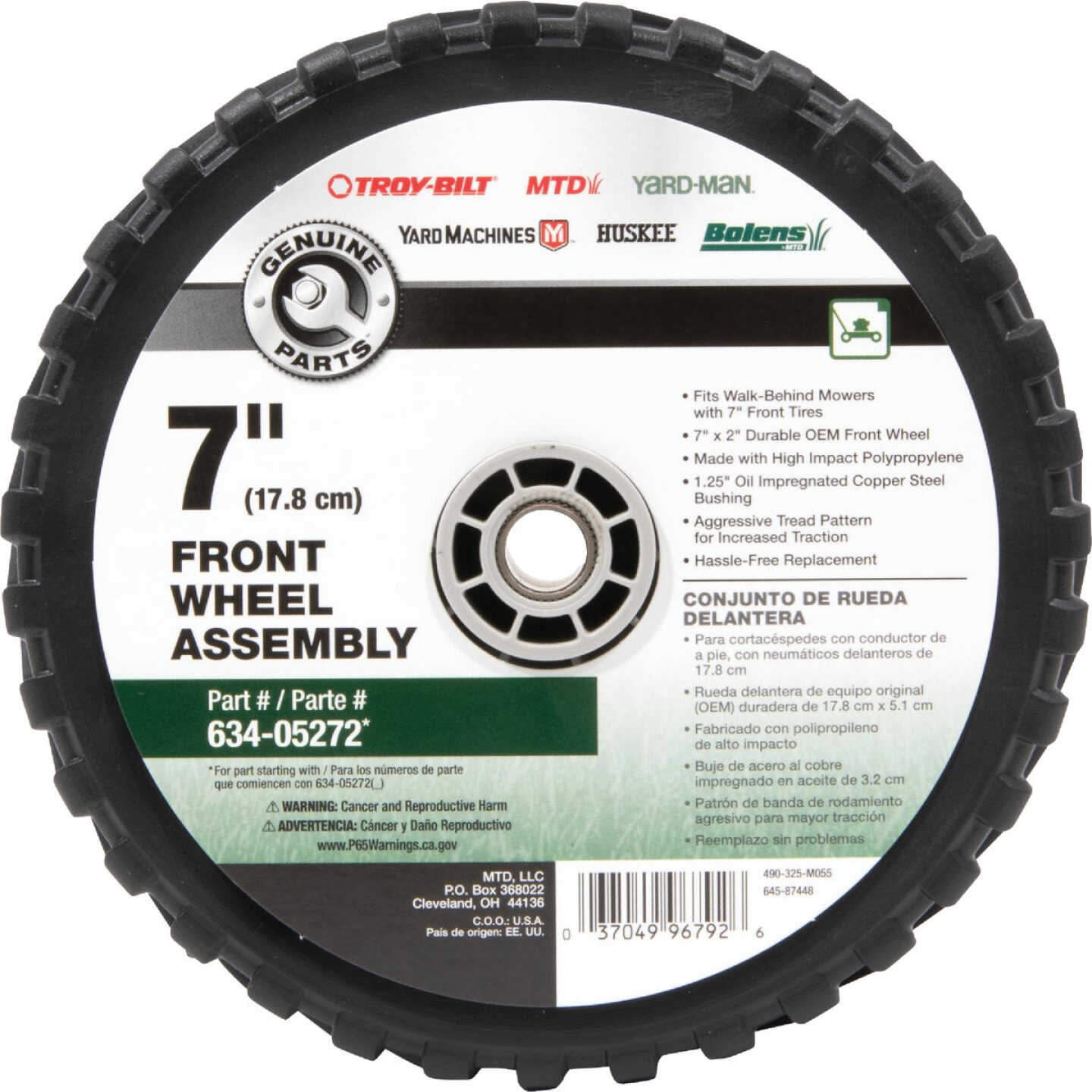 MTD Original Equipment 7 In. Front Wheel Assembly for Most Walk-Behind Mowers Image 1