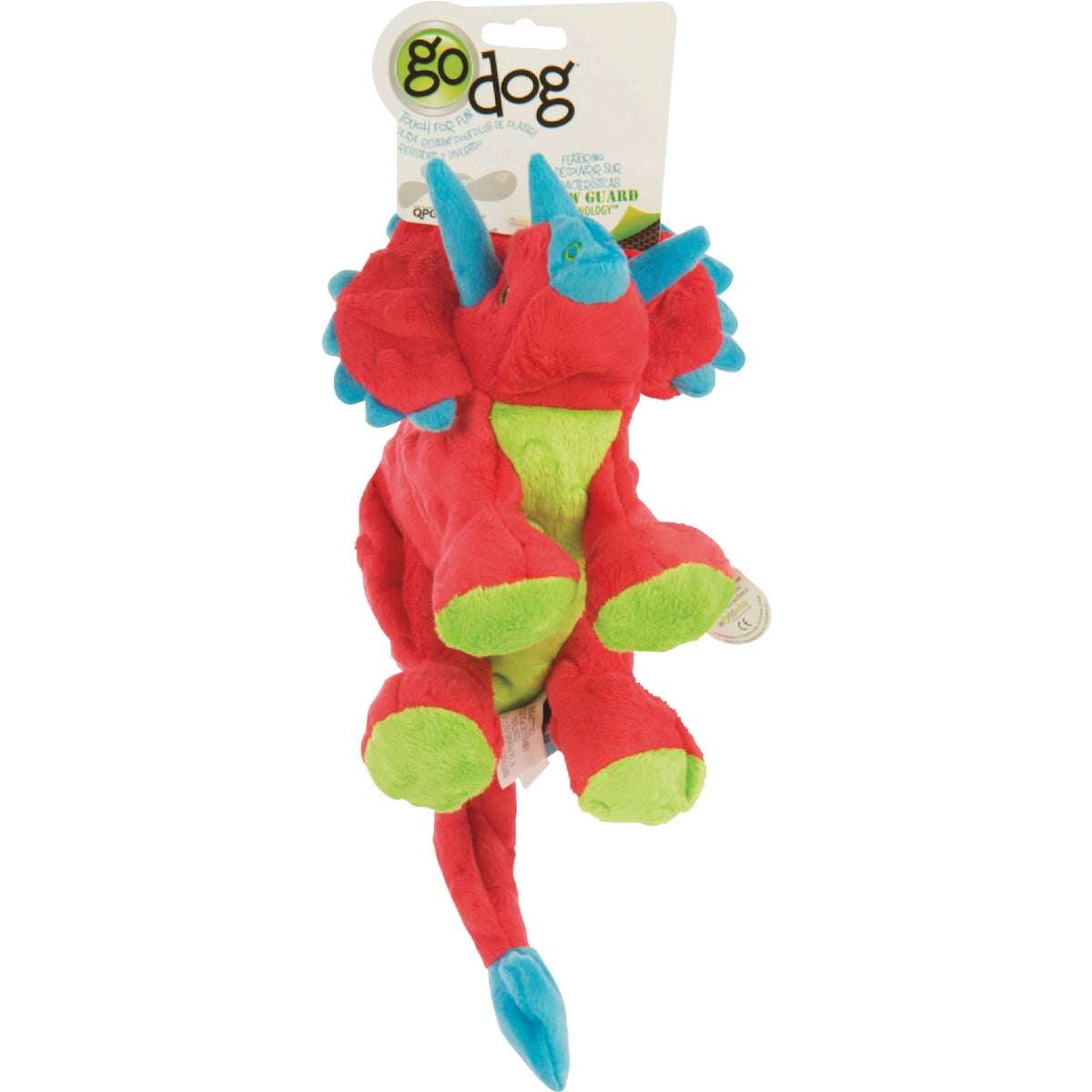 goDog Dinos Frills Large Red Squeaky Plush Dog Toy