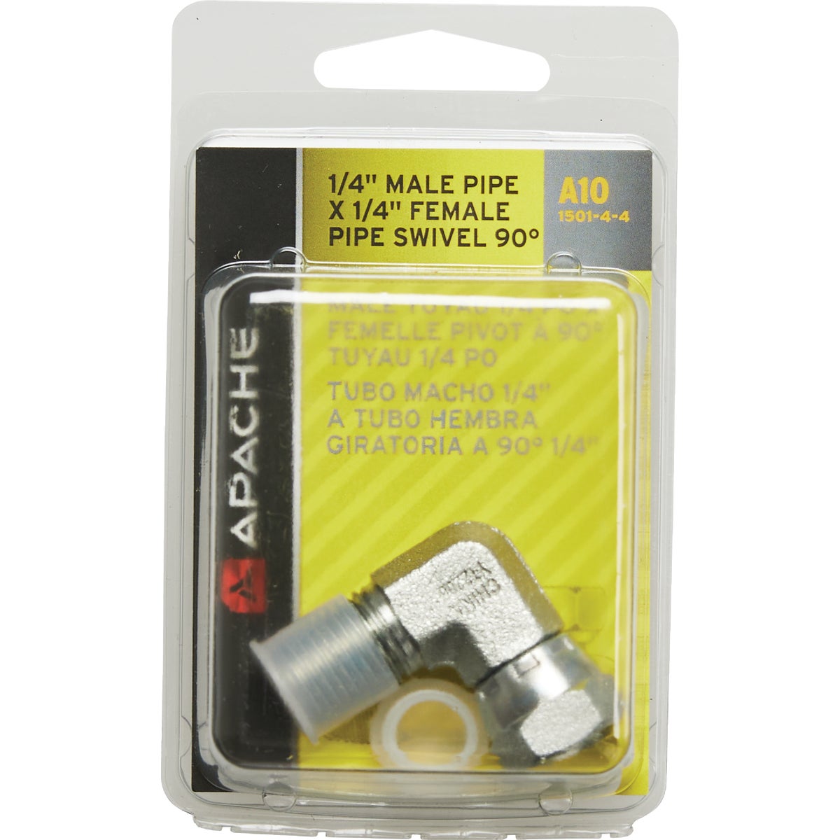 Apache 1/4 In. Male Pipe x 1/4 In. Female Pipe Swivel 90 Deg Hydraulic Hose Adapter Image 2