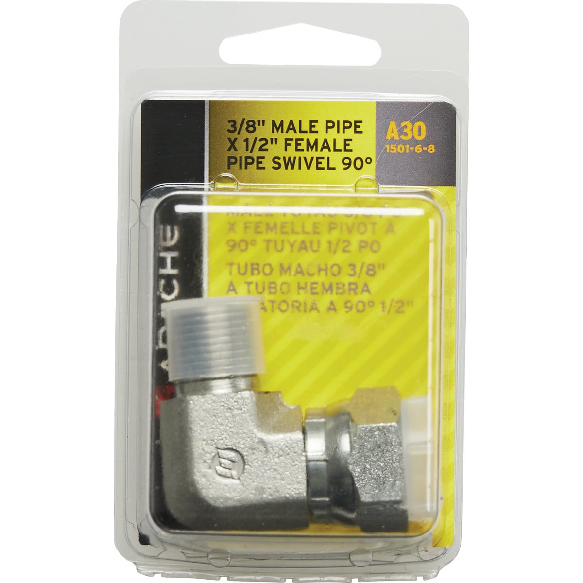 Apache 3/8 In. Male Pipe x 1/2 In. Female Pipe Swivel 90 Deg Hydraulic Hose Adapter Image 2