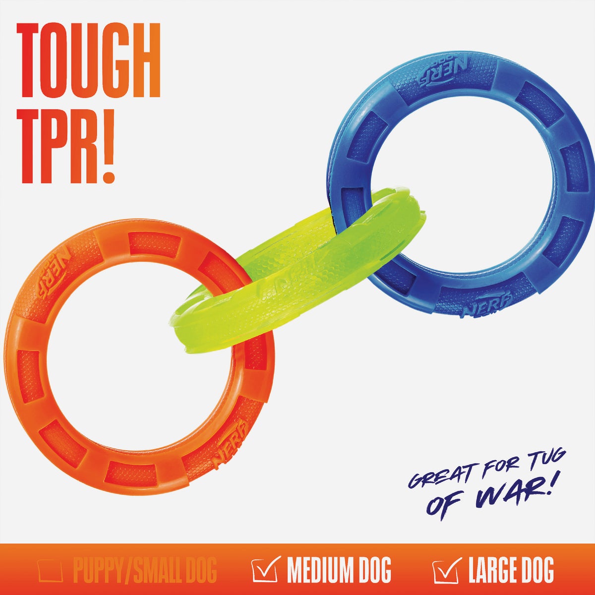 Nerf Dog 10.5 In. TPR 3-Ring Tug Dog Toy Image 2