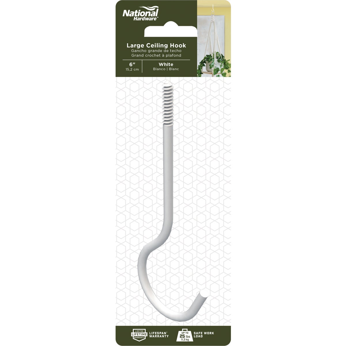 National Hardware 6 In. White Ceiling Hook Image 3