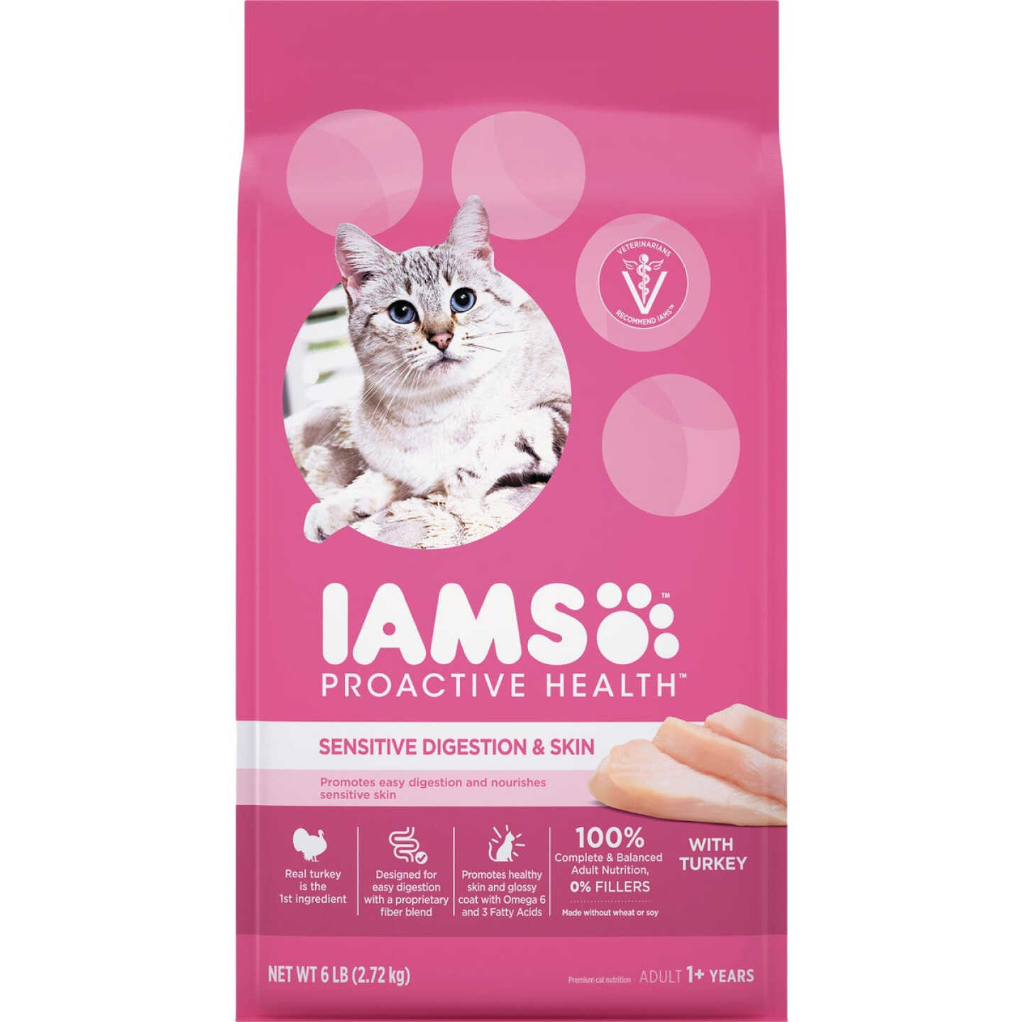 Iams Proactive Health Sensitive Digestion & Skin Formula 6 Lb. Turkey Flavor Adult Dry Cat Food Image 1