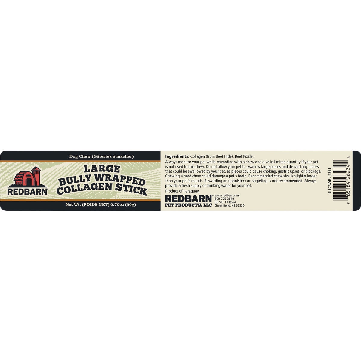Redbarn Large Bully Wrapped Collagen Stick Dog Treat Image 3