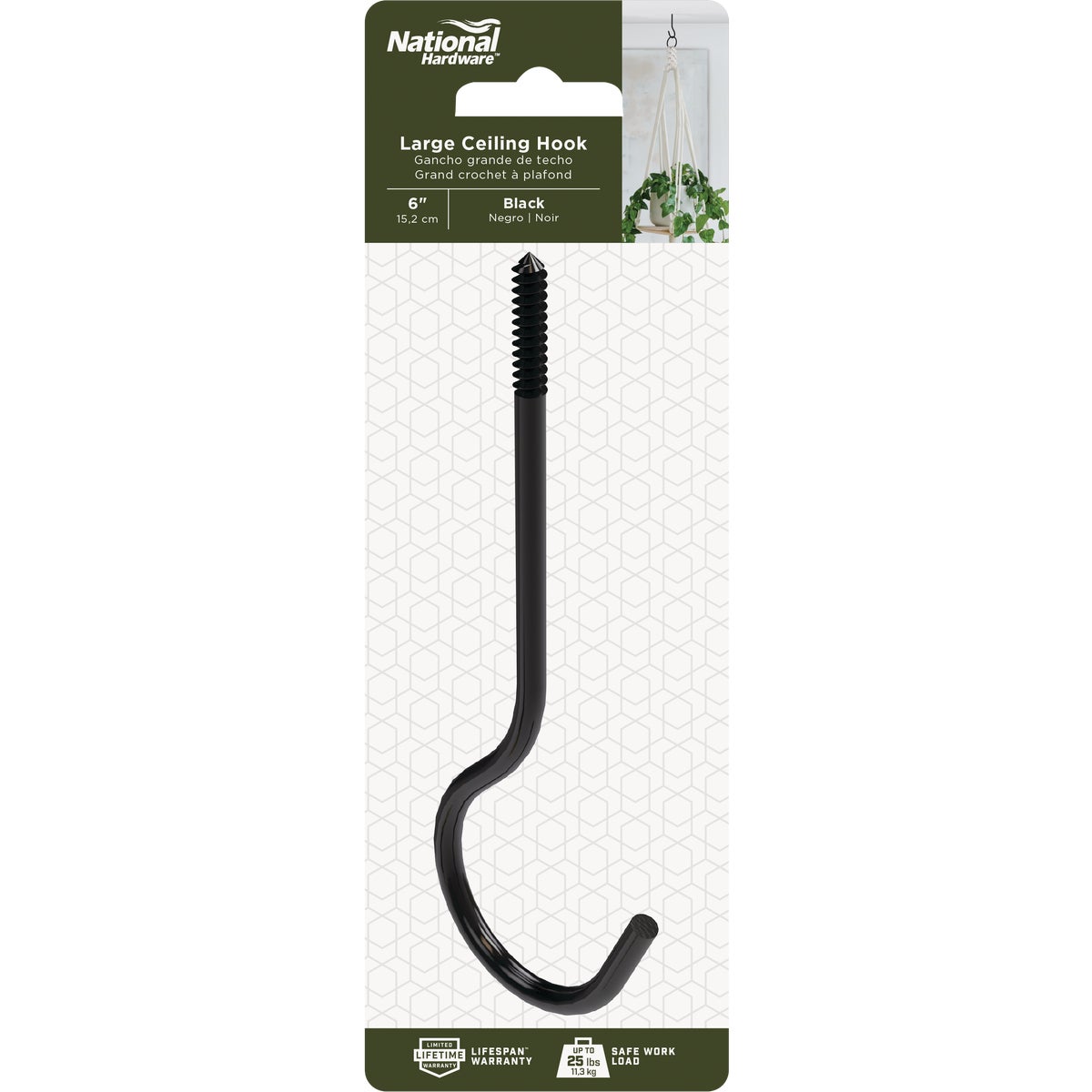 National Hardware 6 In. Black Ceiling Hook Image 3
