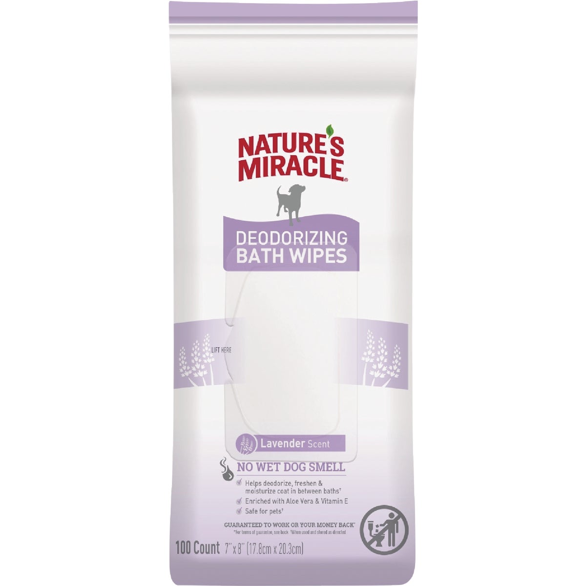 Nature's Miracle Lavender Scent Deodorizing Dog Bath Wipes (100-Pack)