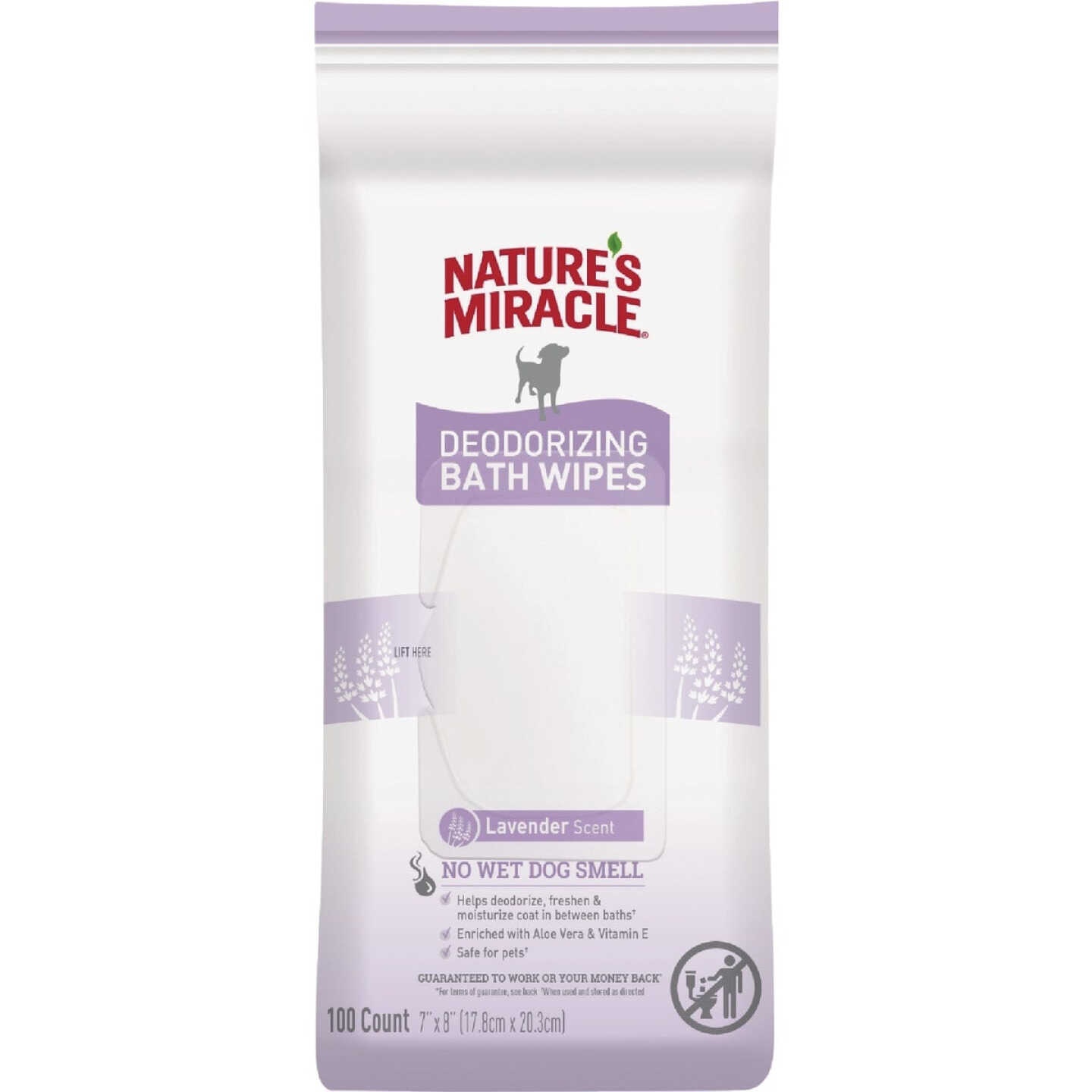 Nature's Miracle Lavender Scent Deodorizing Dog Bath Wipes (100-Pack) Image 1