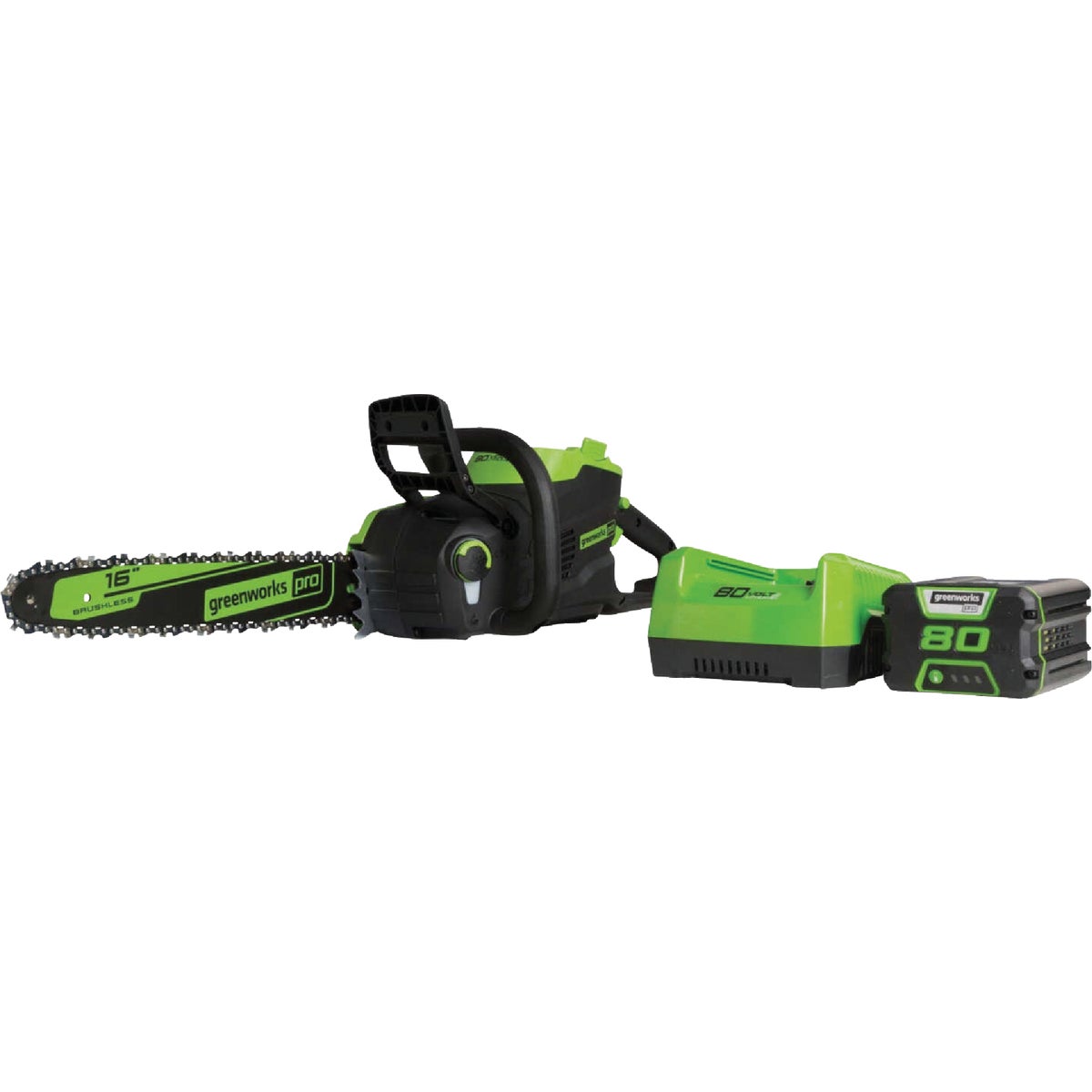 Greenworks 80V 16 In. 2kW Brushless Chainsaw with 4.0 Ah Battery & Charger
