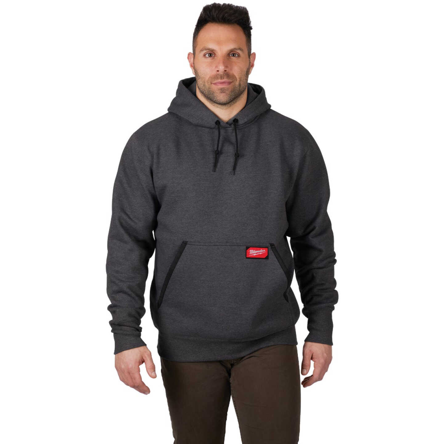 Milwaukee 2XL Gray Heavy-Duty Pullover Hooded Sweatshirt Image 2