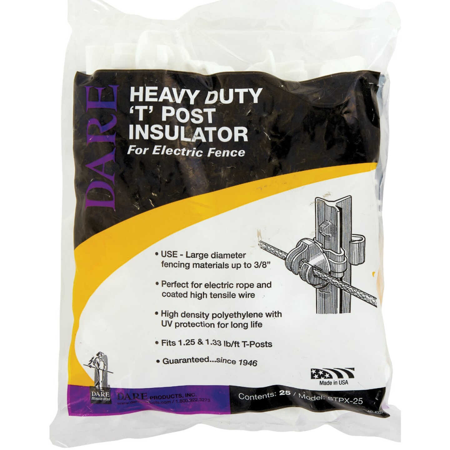 Dare Snap-On White Polyethylene T-Post Electric Fence Insulator (25-Pack) Image 2