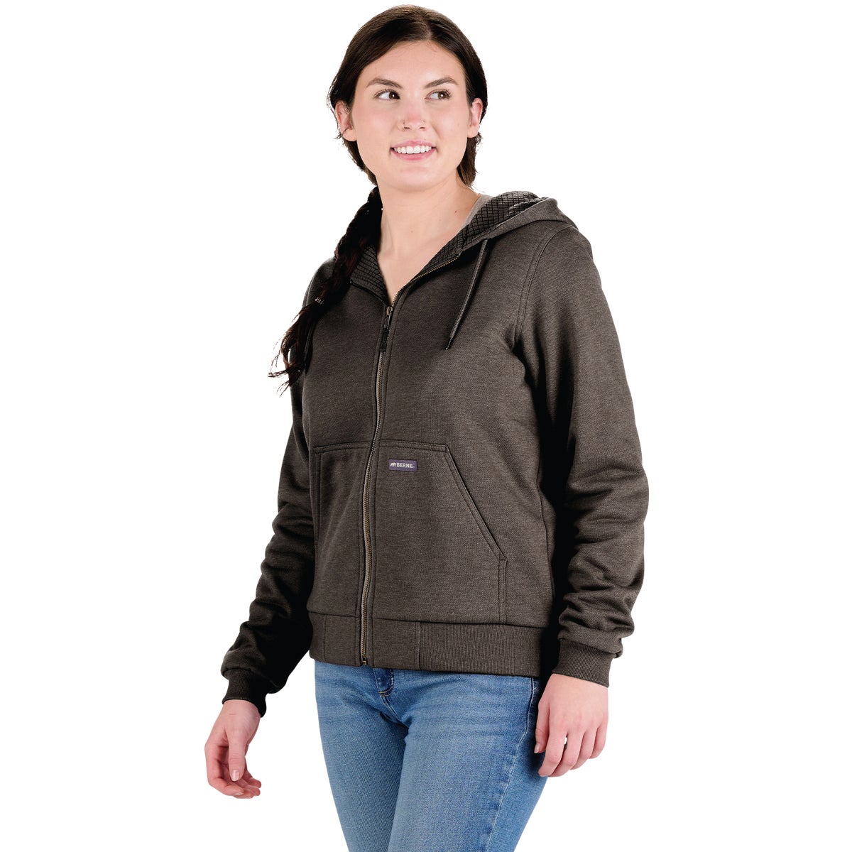 Berne Heritage Women's 2XL Graphite Heather Grid Fleece-Lined Full-Zip Hooded Sweatshirt