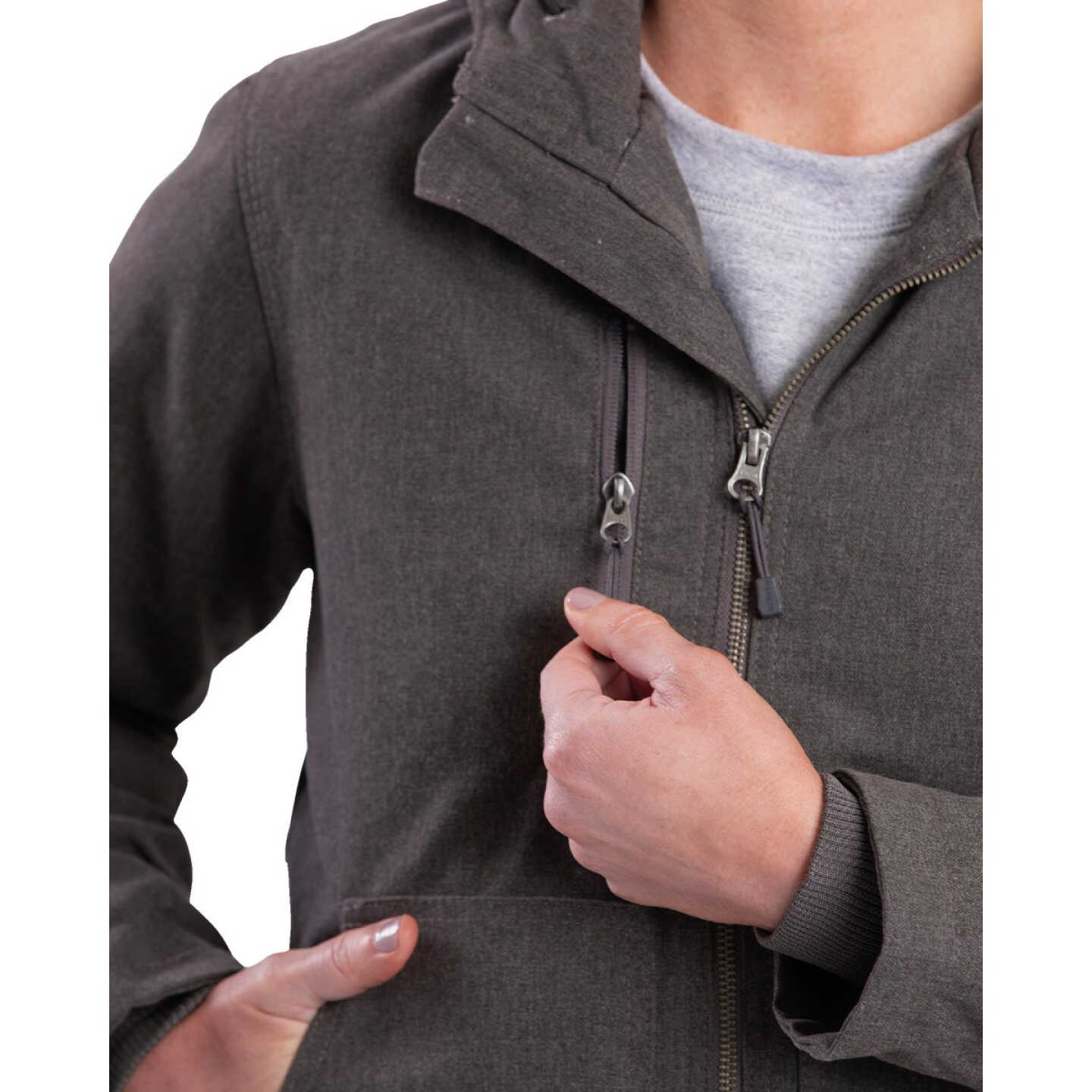 Berne Women's XL Titanium Heathered Duck Hooded Jacket Image 6