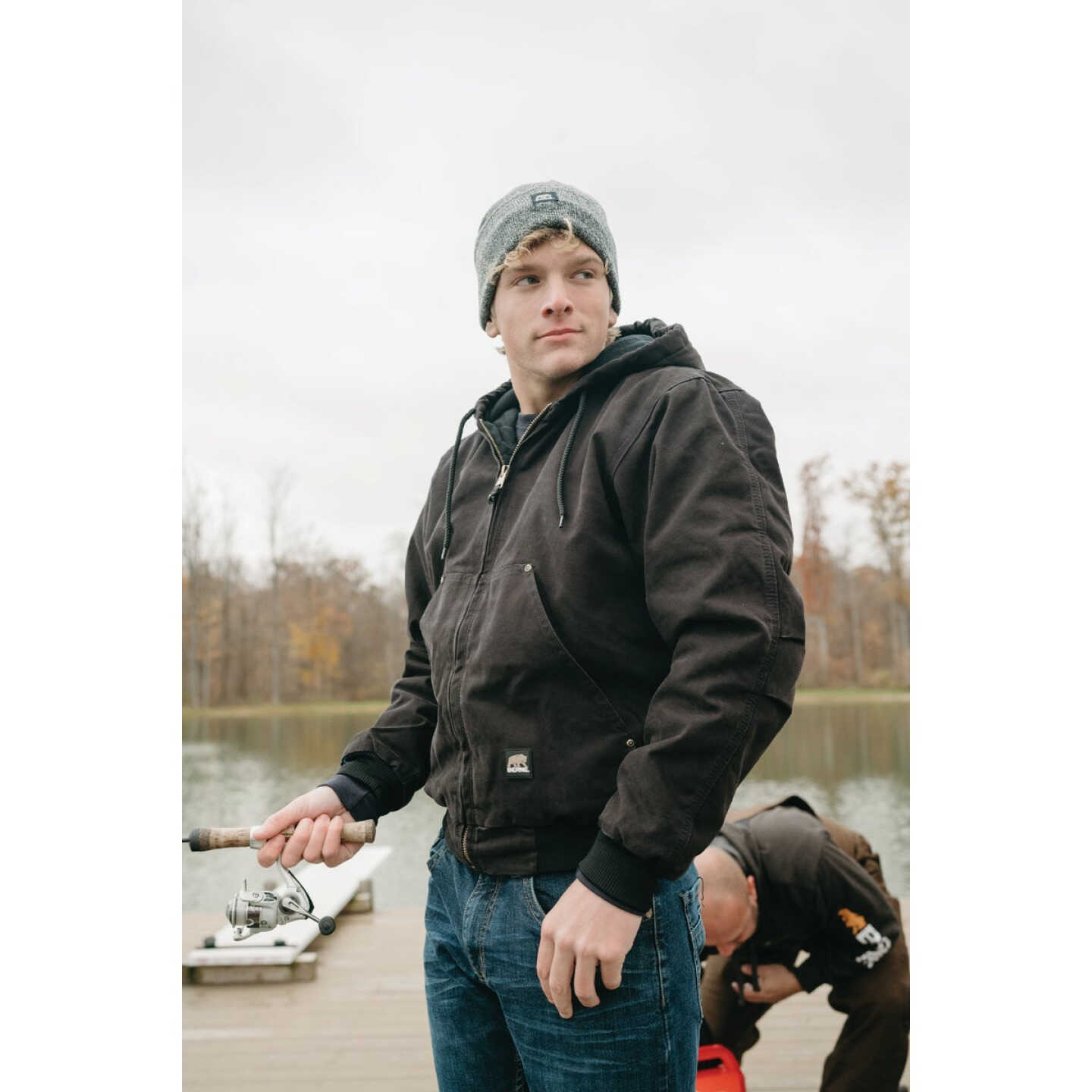 Berne Heartland Men's Large Black Hooded Work Jacket Image 3