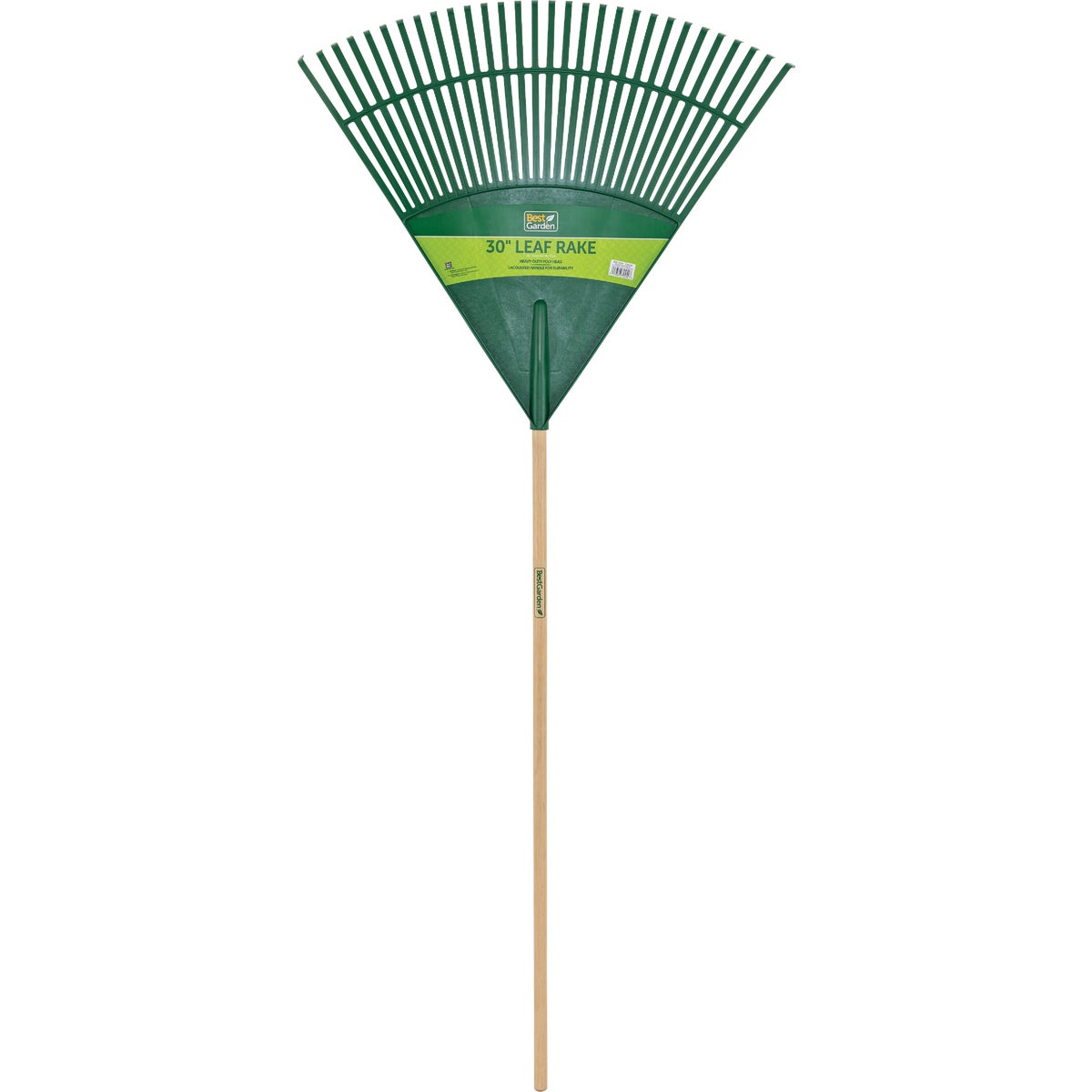 Best Garden 30 In. Poly Leaf Rake with 48 In. Wood Handle (30-Tine)