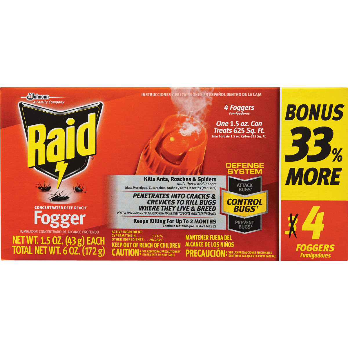 Raid Concentrated Deep Reach 1.5 Oz. Indoor Insect Fogger (4-Pack) Image 2