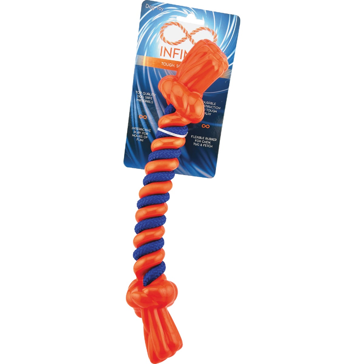 Boss Pet Infinity TPR/Rope Bone Large Orange Dog Toy Image 2