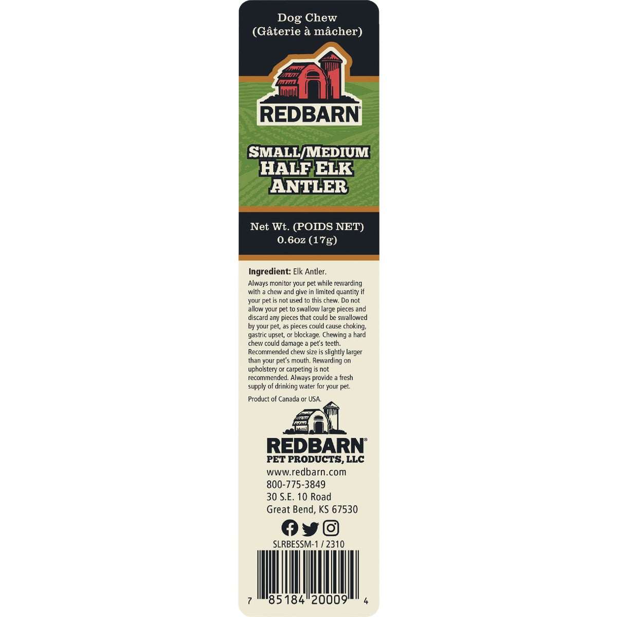 Redbarn Small/Medium Half Elk Antler Dog Chew Image 2