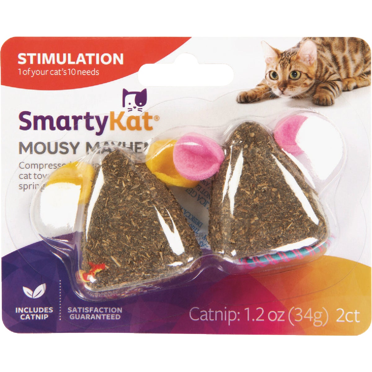 SmartyKat Mousy Mayhem Compressed Catnip Mice Cat Toy (2-Pack)