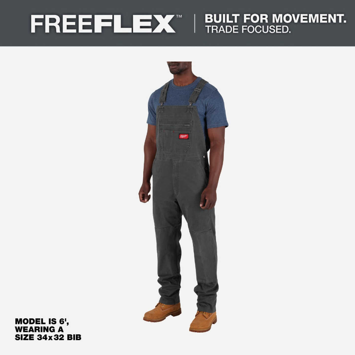 Milwaukee FREEFLEX Men's 40x34 Gray Unlined Bib Overalls Image 4