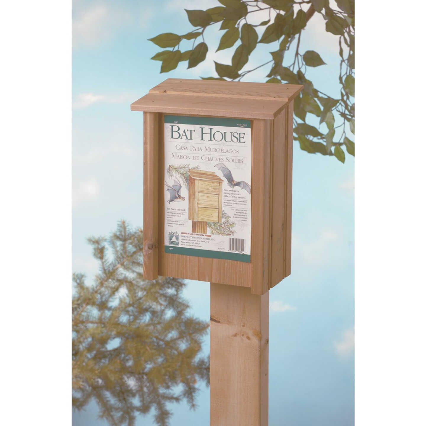 North States 8 In. W. x 15 In. H. x 4.75 In. D. Redwood Bat House Image 2