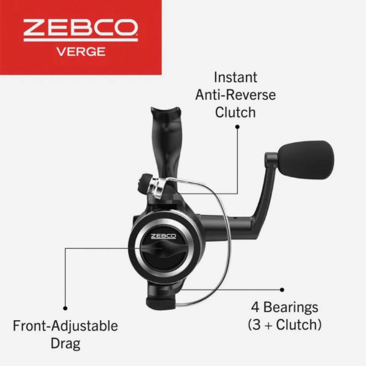 Zebco Verge Size 10 15 Lb. Spinning Fishing Reel Image 3