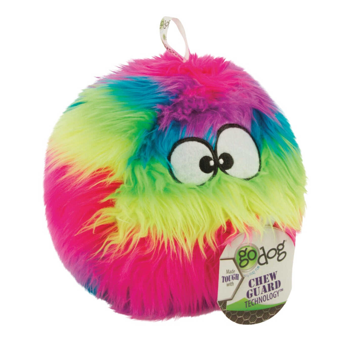 goDog Furballz Large Rainbow Squeaky Plush Dog Toy Image 1