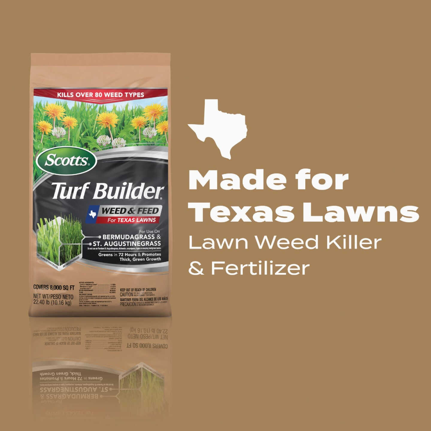 Scotts Turf Builder 22.4 Lb. 8000 Sq. Ft. 29-0-10 Weed & Feed for Texas Lawns Image 2
