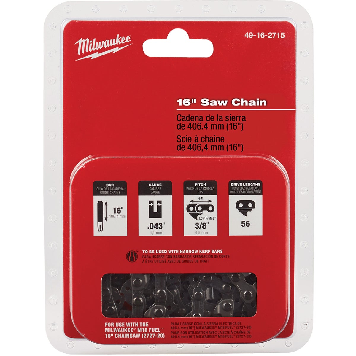 Milwaukee 16 In. Chainsaw Chain Image 1