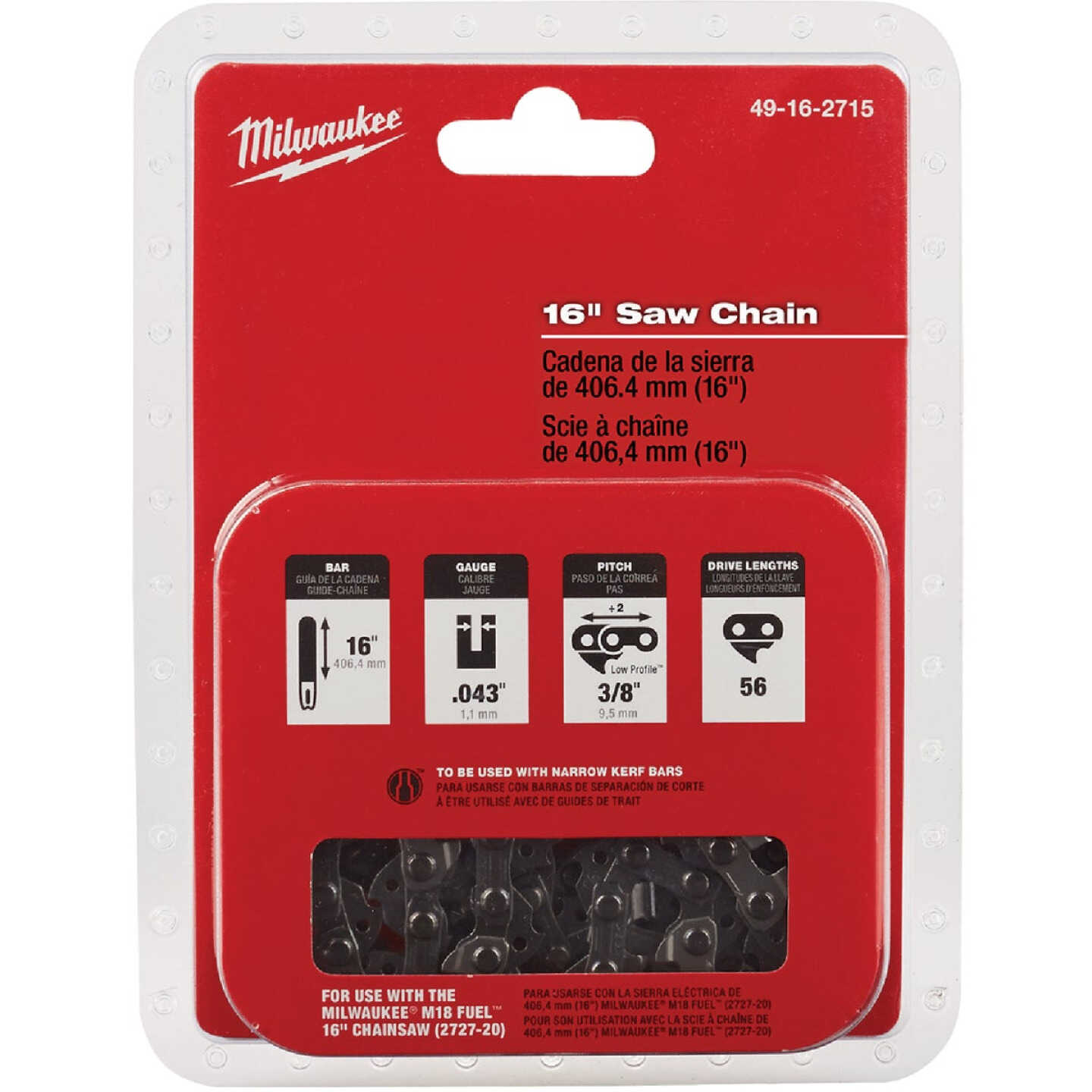 Milwaukee 16 In. Chainsaw Chain Image 1