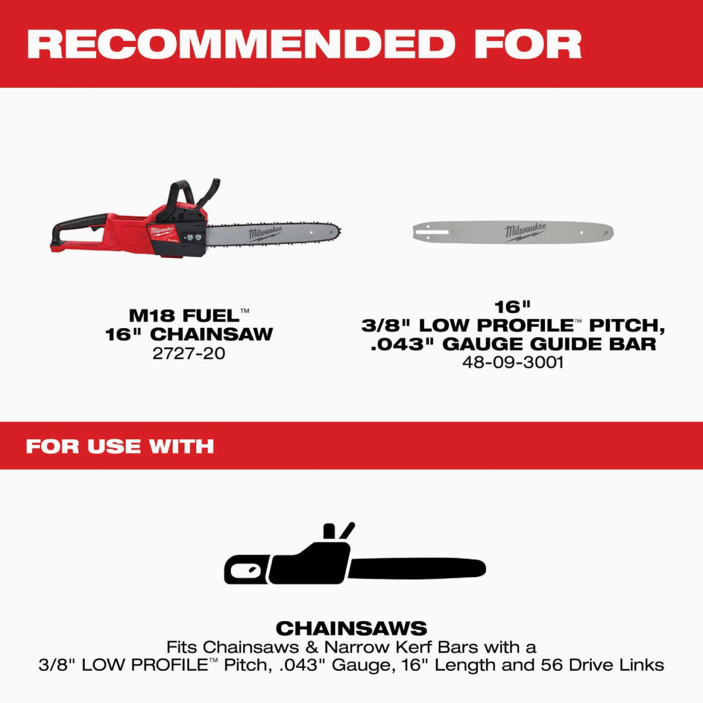 Milwaukee 16 In. 56-Link Chainsaw Chain Image 2