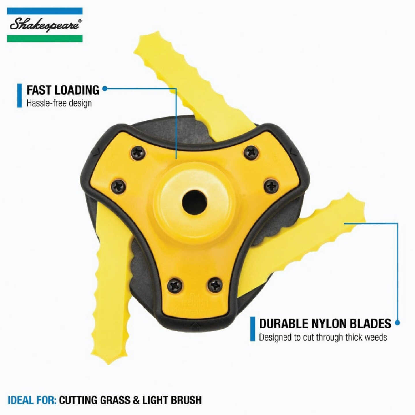 Shakespeare Push-N-Load 3-Blade Fixed Feed Universal Shaft Replacement Trimmer Head Image 4