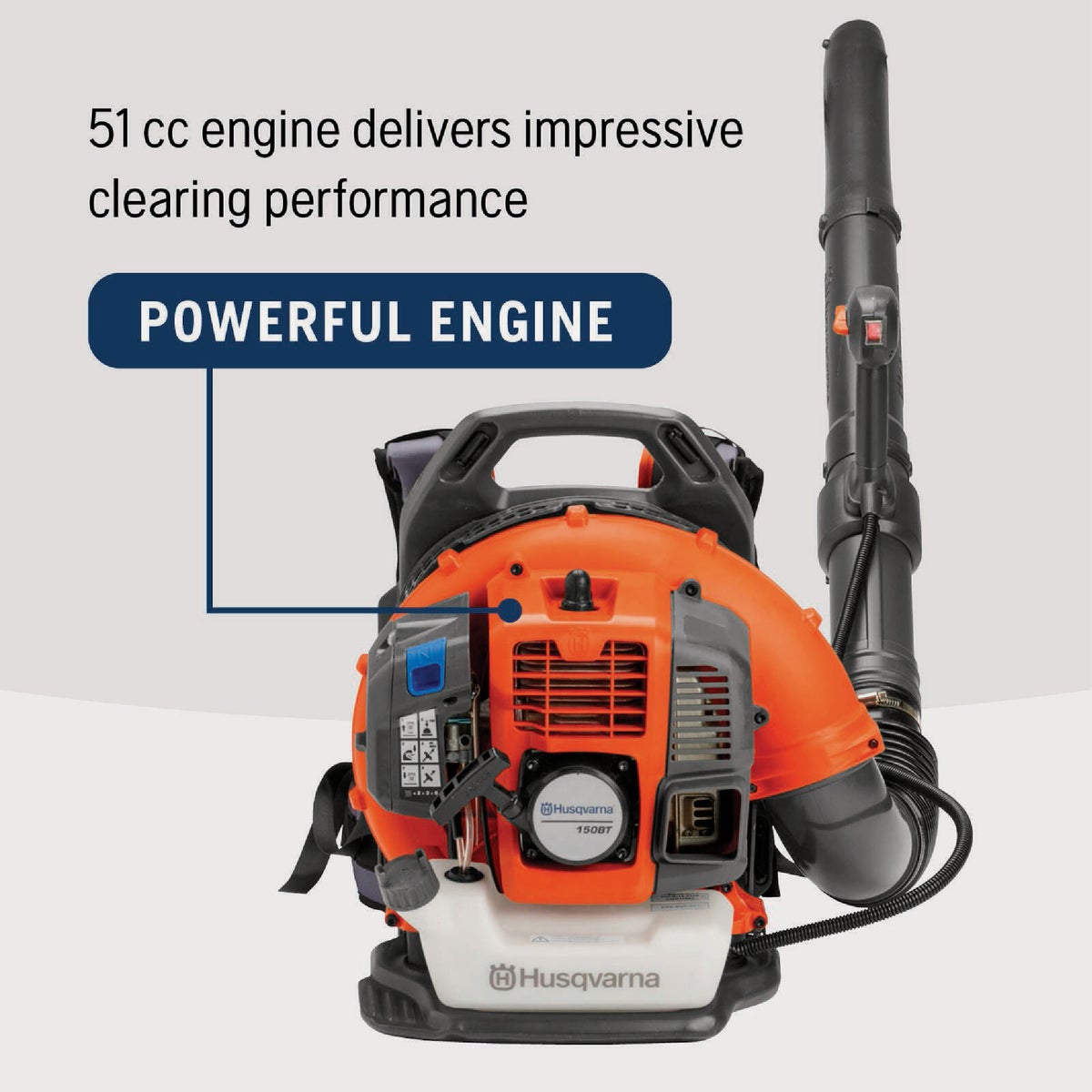 Husqvarna 150BT 50.2cc 2-Cycle Gas 434 CFM 251 MPH Backpack Leaf Blower Image 6