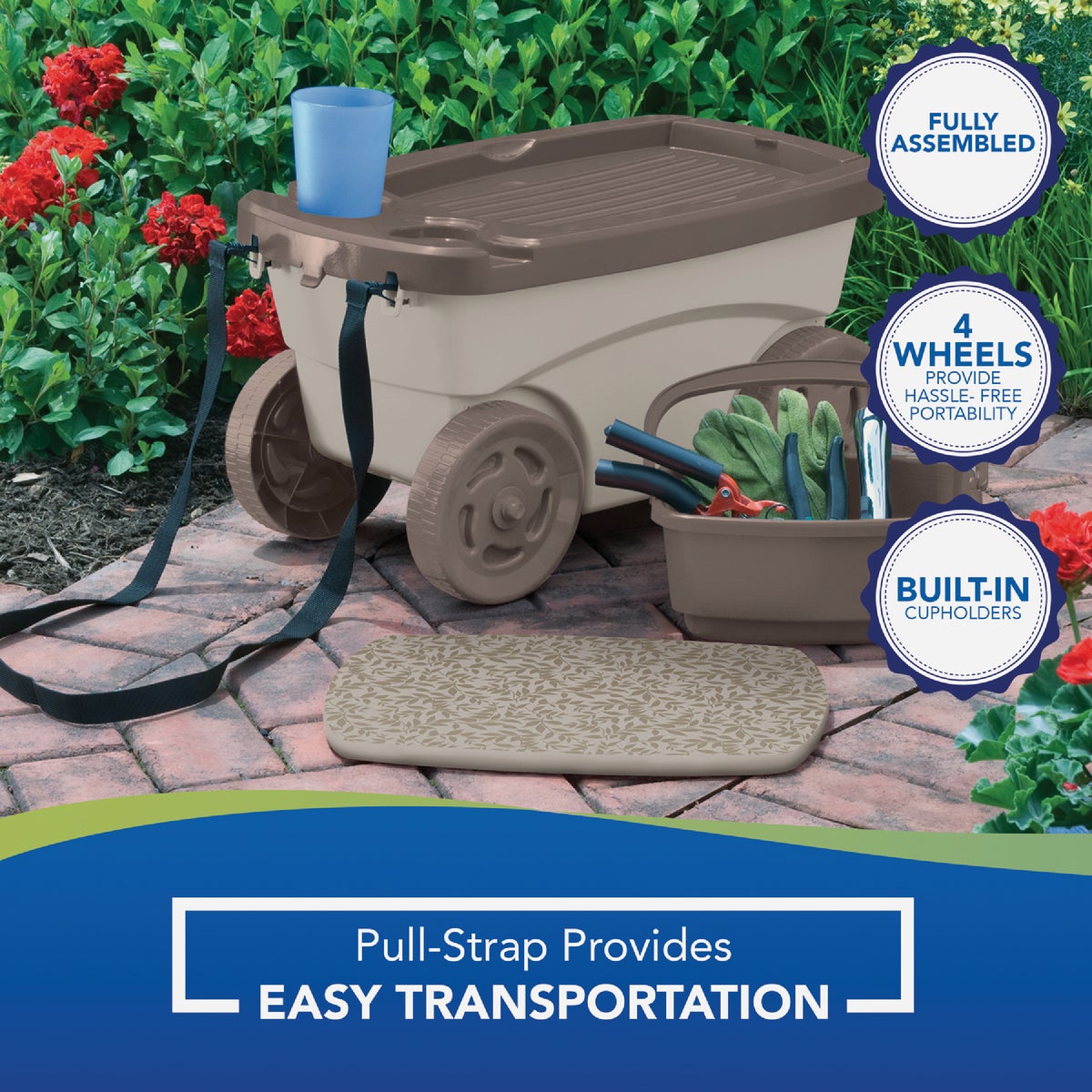 Suncast Portable Multi-Purpose Garden Scooter Image 2