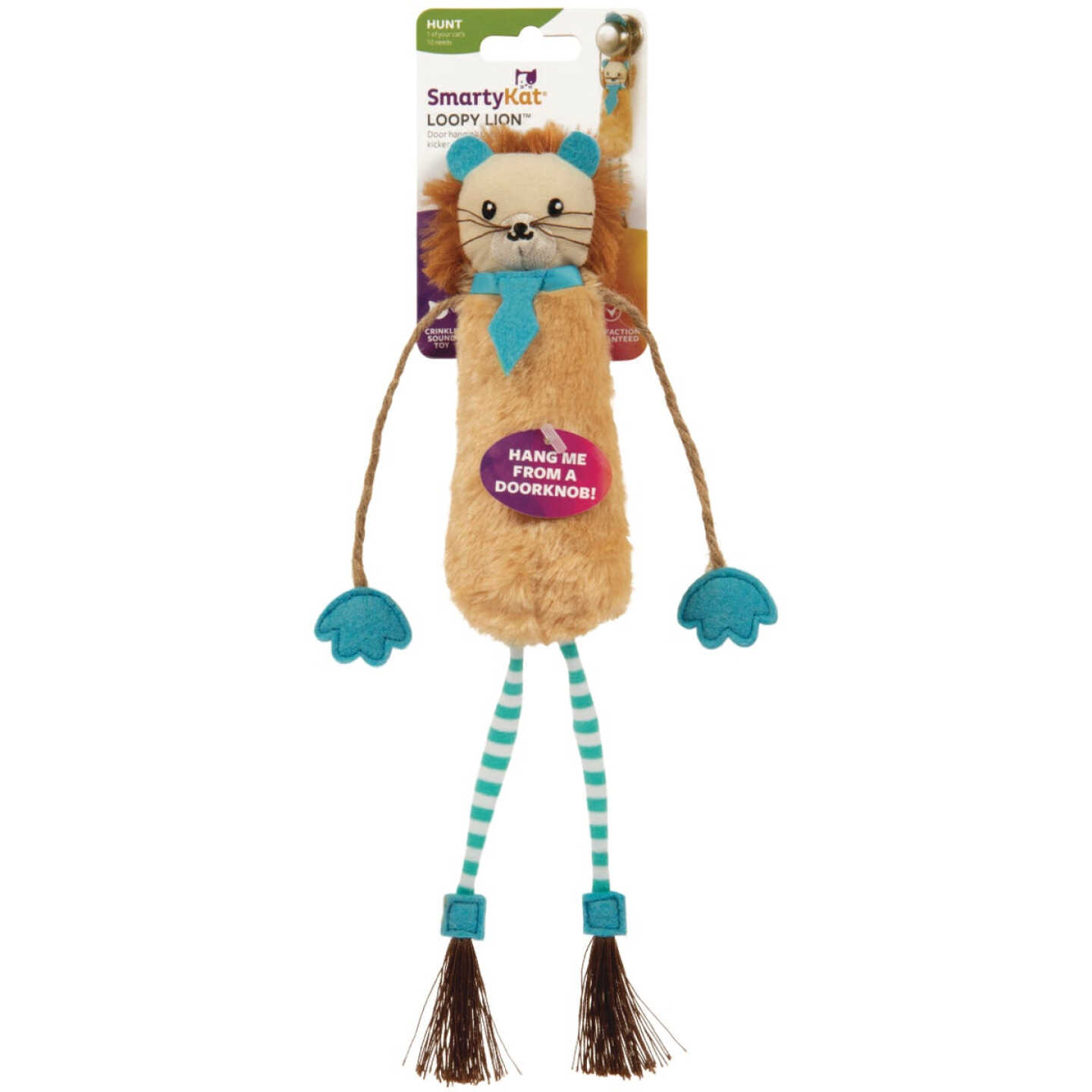 SmartyKat Loopy Lion Door Hanging Breakaway Kicker Catnip Cat Toy Image 1