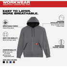 Milwaukee FREEFLEX XL Gray Midweight Pullover Hooded Sweatshirt Image 4