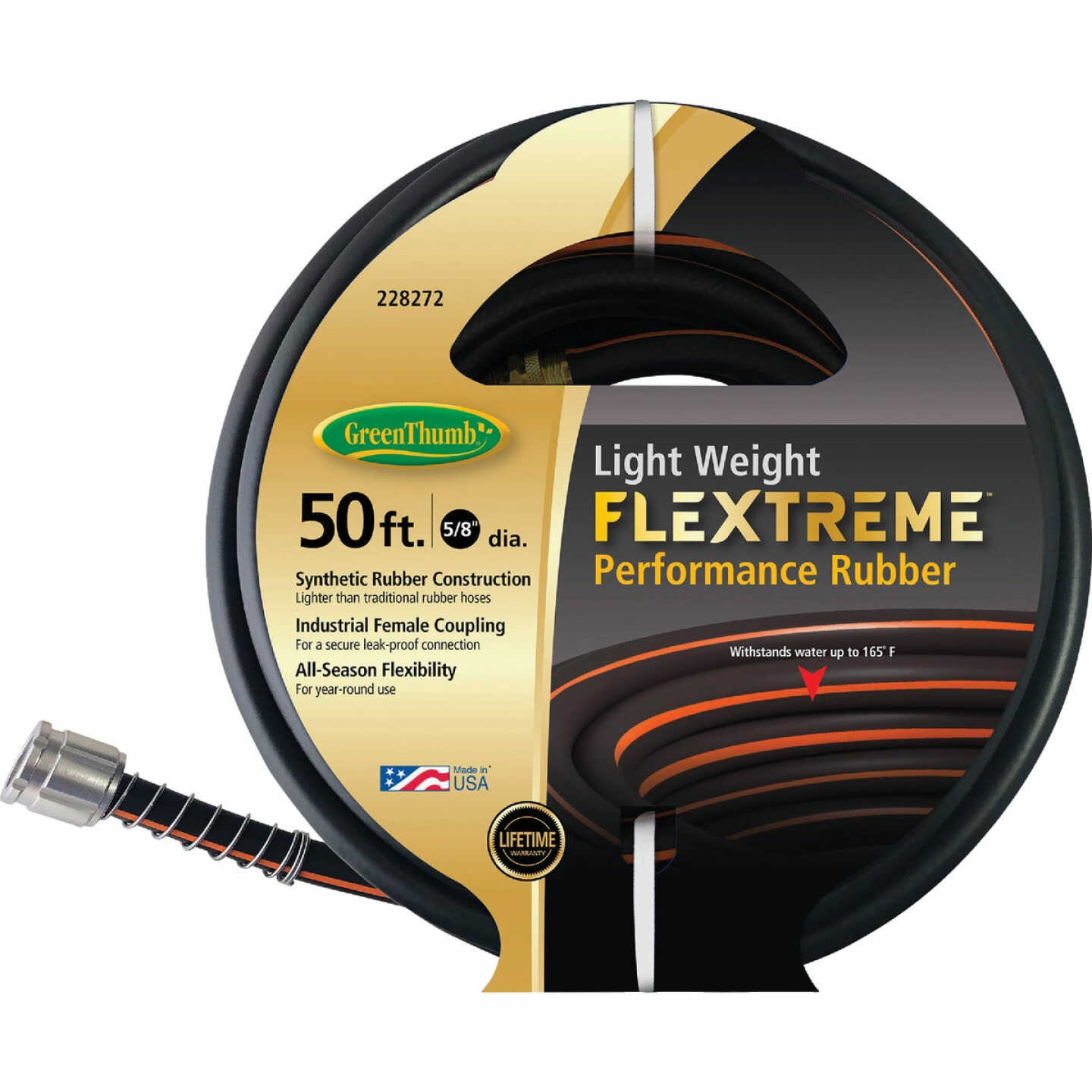 Green Thumb Flextreme 5/8 In. Dia. x 50 Ft. Heavy Duty Hot Water Performance Rubber Hose Image 1