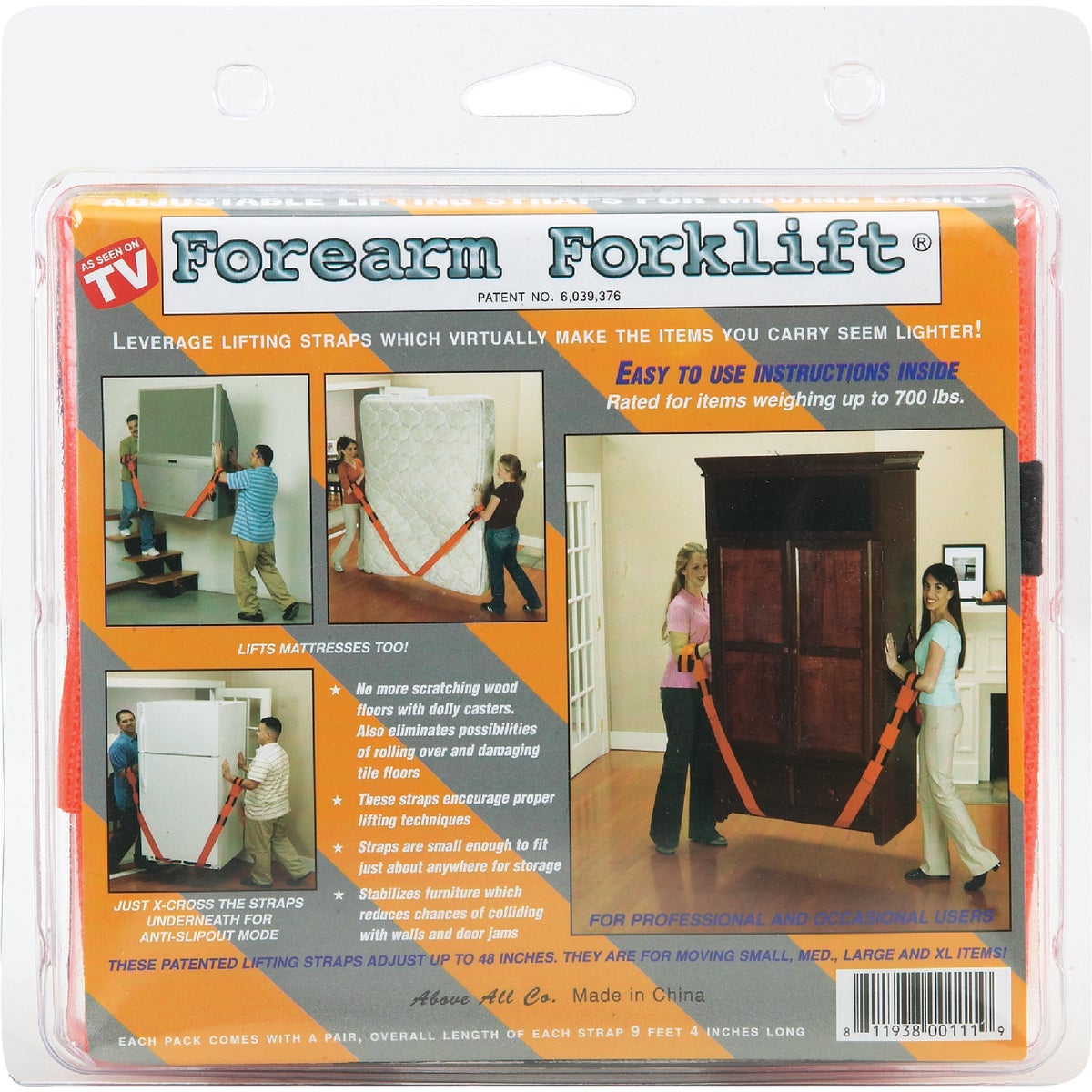 Forearm Forklift 700 Lb. Capacity Moving Straps Image 1