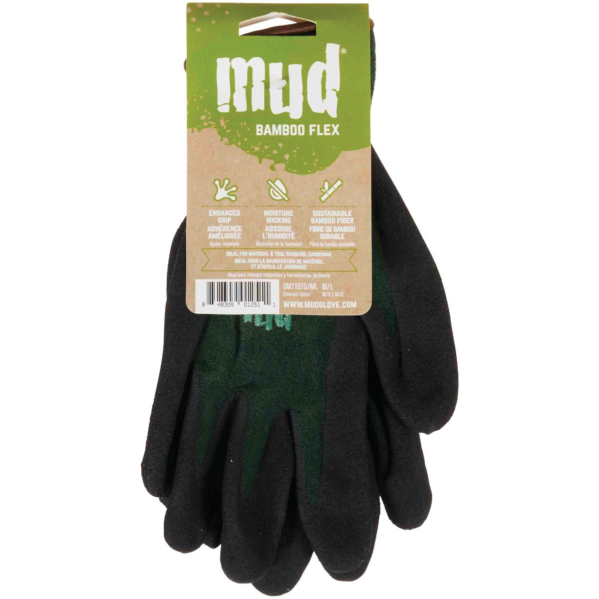 Mud Bamboo Flex Medium/Large Emerald Green Garden Glove Image 2