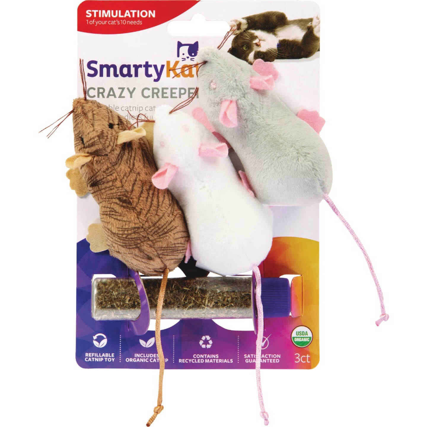 SmartyKat Crazy Creepers Refillable Catnip Filled Cat Toy (3-Pack) Image 1