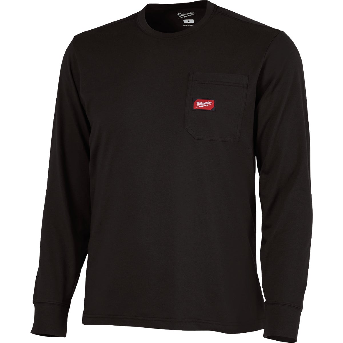 Milwaukee GridIron 2XL Black Long Sleeve Heavy-Duty Pocket T-Shirt Image 1