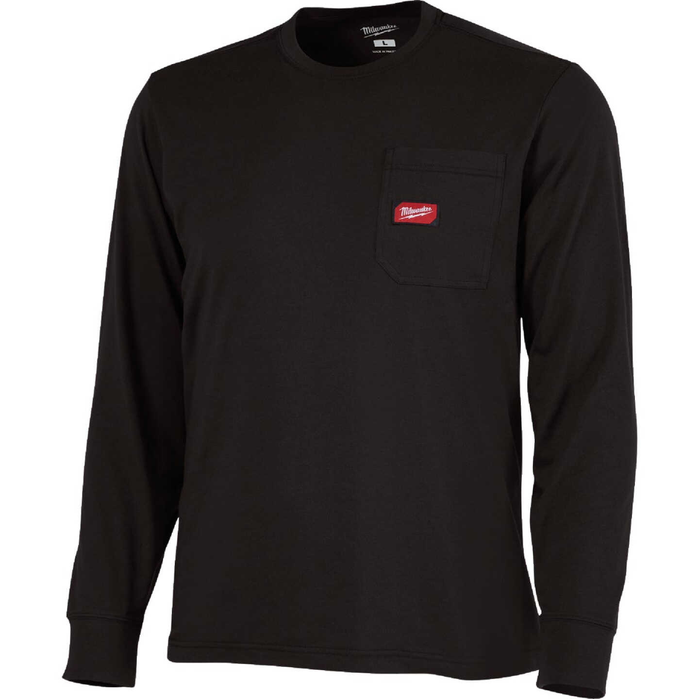 Milwaukee GridIron 2XL Black Long Sleeve Heavy-Duty Pocket T-Shirt Image 1